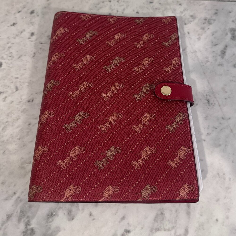 COACH Leather Notebook Cover – Red Signature Print – 5.75" x 8" Notepad – NEW